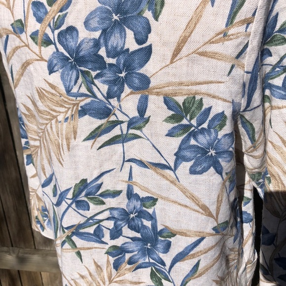 Vintage Floral Print Blazer / Cream & Blue/ Linen - Picture 9 of 11
